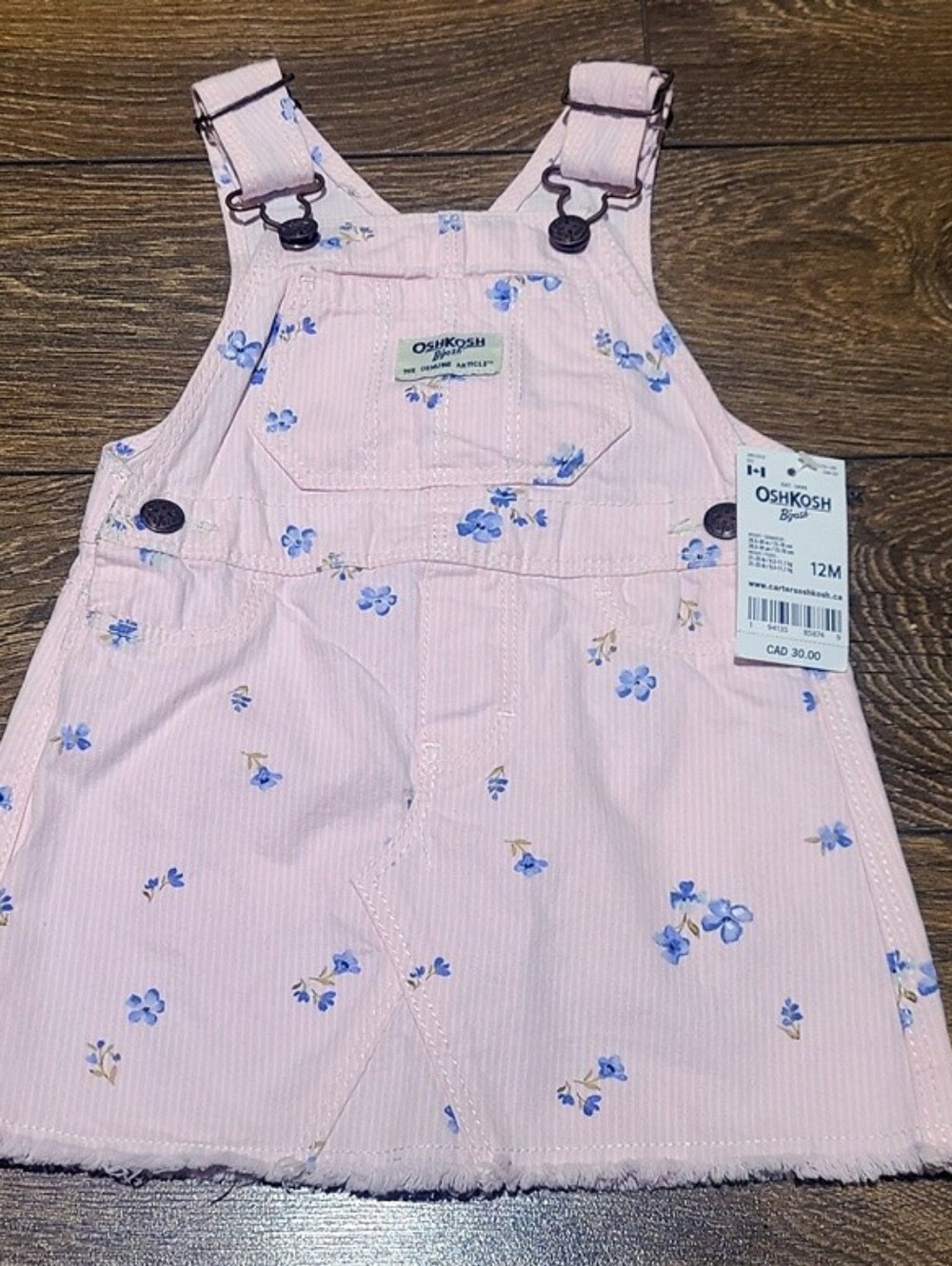 BNWT - OshKosh B'Gosh - 12M Baby Girl Pink Floral Overall Skirt